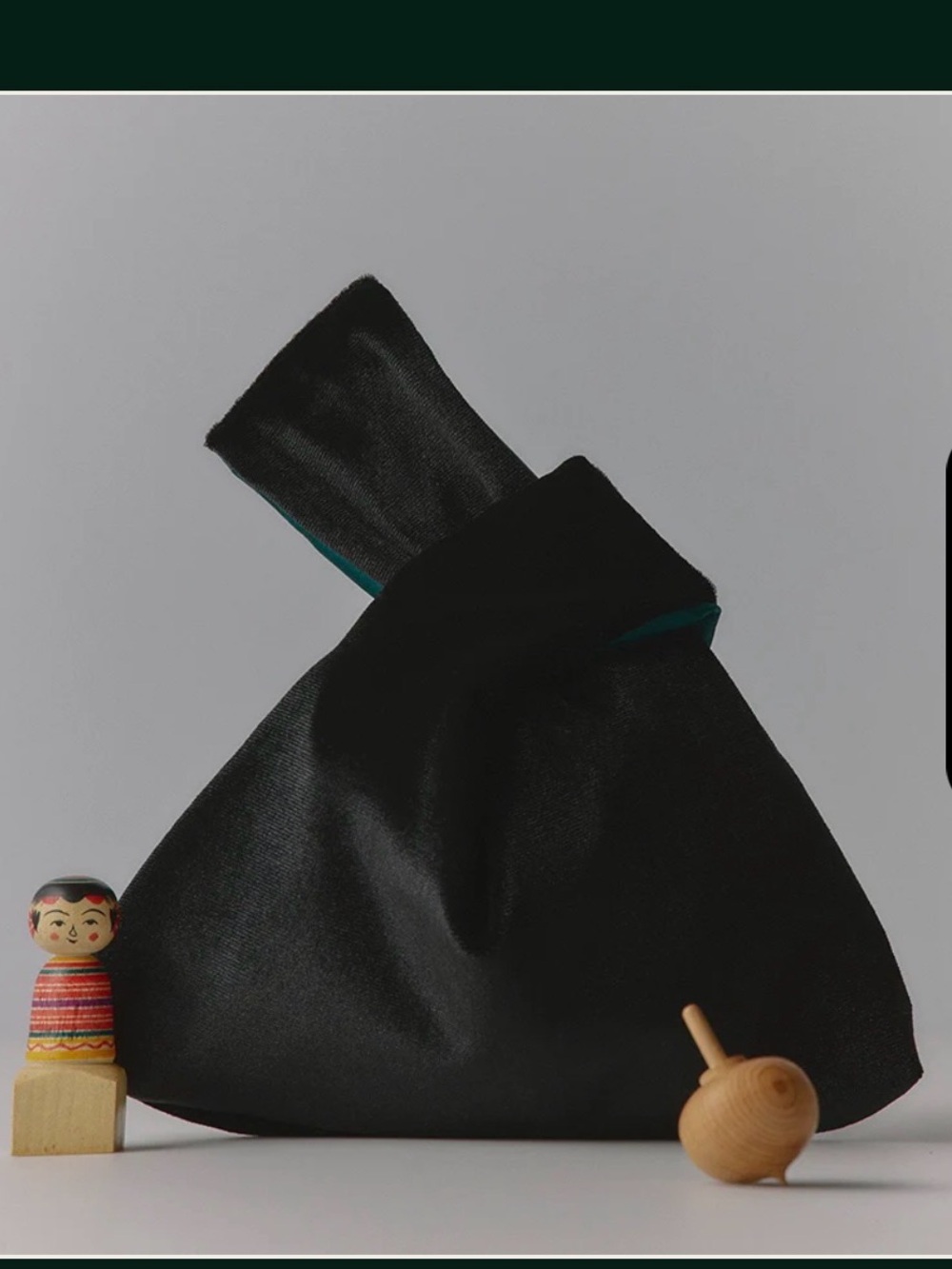 Nocturnal Japani Black Denim/Satin Knot Bag